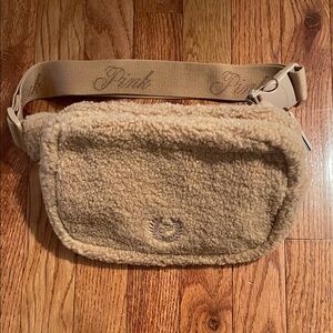 PINK Victoria's Secret Beige Sherpa Fanny Pack